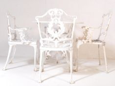 20TH CENTURY CAST IRON GARDEN DINING TABLE / CHAIRS / SUITE