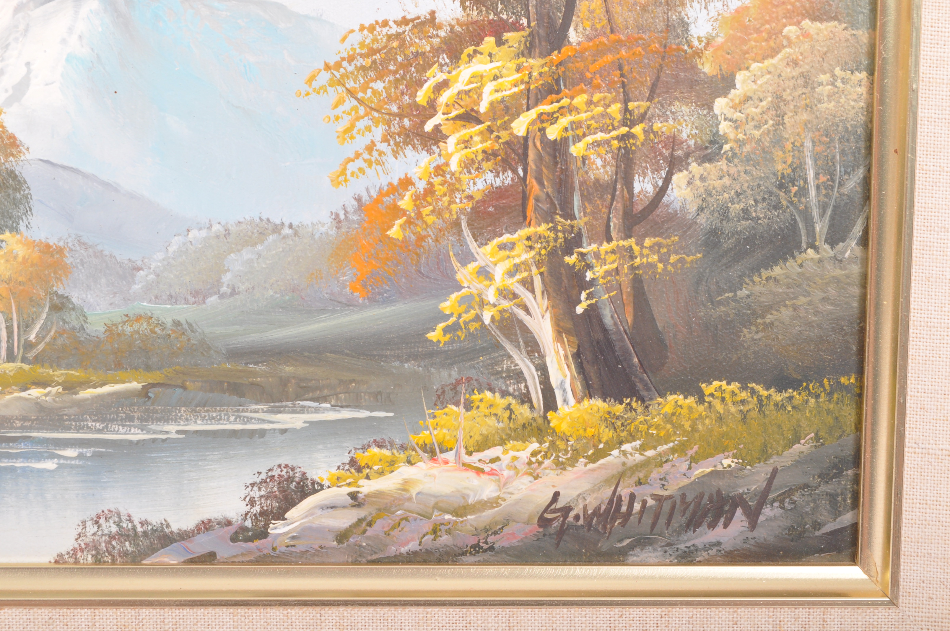 PAIR OF VINTAGE RETRO OIL ON CANVAS SCENIC PAINTINGS - Image 3 of 8