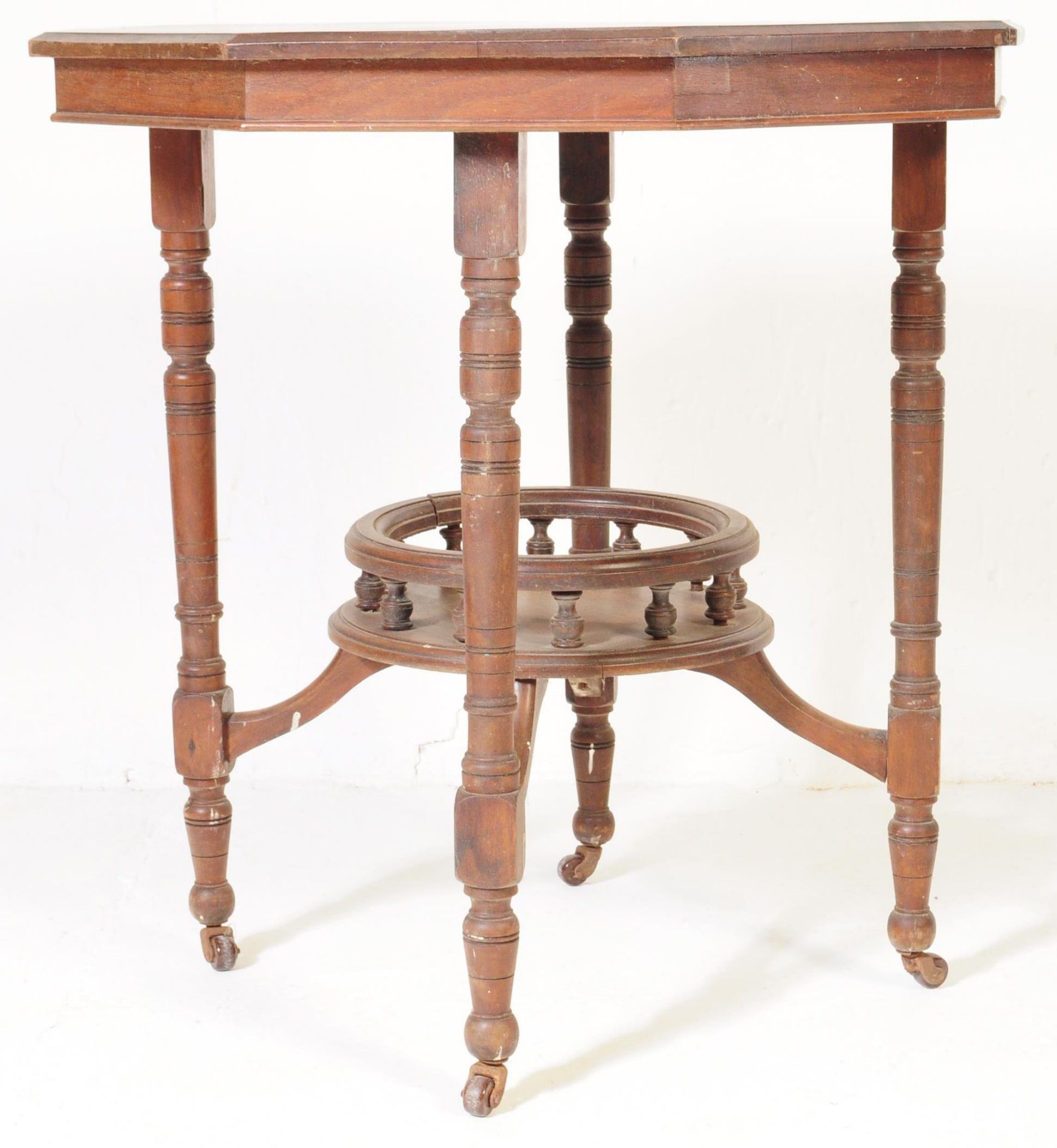 A LATE 19TH CENTURY MAHOGANY OCTAGONAL CENTRE TABLE - Image 3 of 5