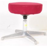 A VINTAGE RETRO ALUMINIUM SWIVEL FOOT STOOL OTTOMAN