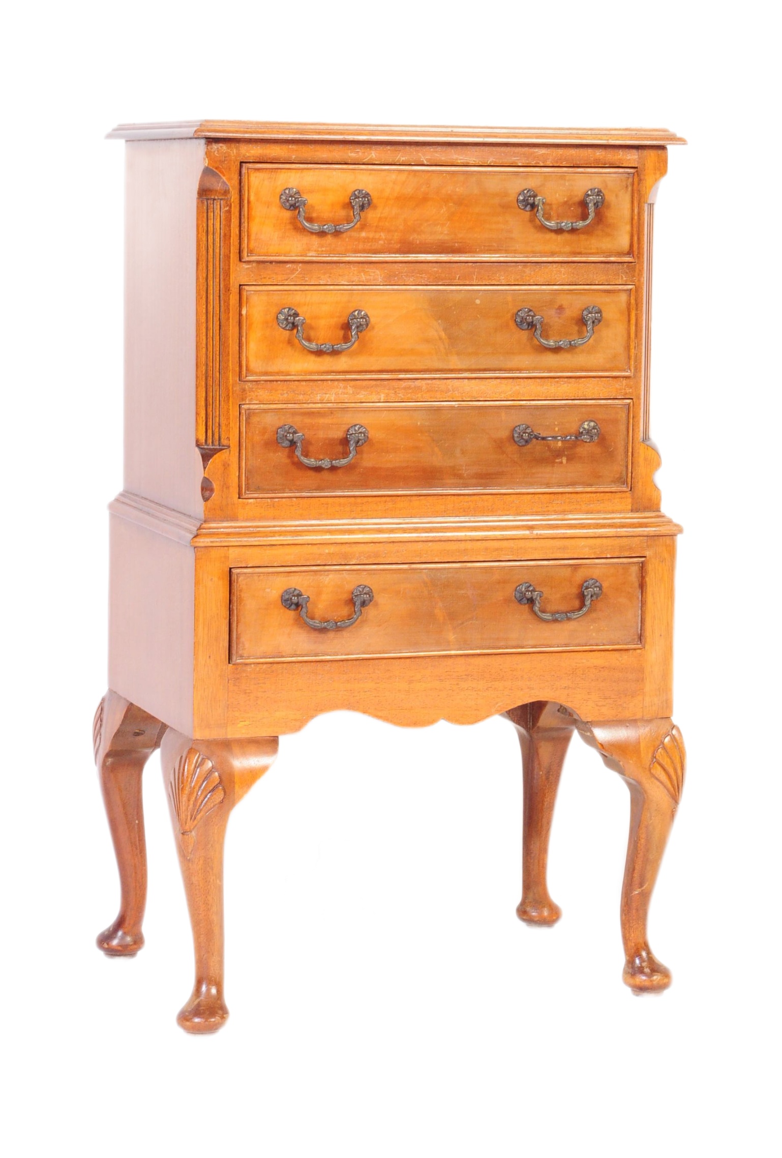 EARLY 20TH CENTURY QUEEN ANNE REVIVAL CHEST ON STAND