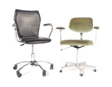 TWO VINTAGE 20TH CENTURY SWIVEL ROTATING OFFICE ARM CHAIRS