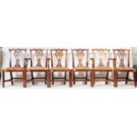 SIX 19TH CENTURY CHIPPENDALE REVIVAL MAHOGANY DINING CHAIRS