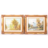 PAIR OF VINTAGE RETRO OIL ON CANVAS SCENIC PAINTINGS