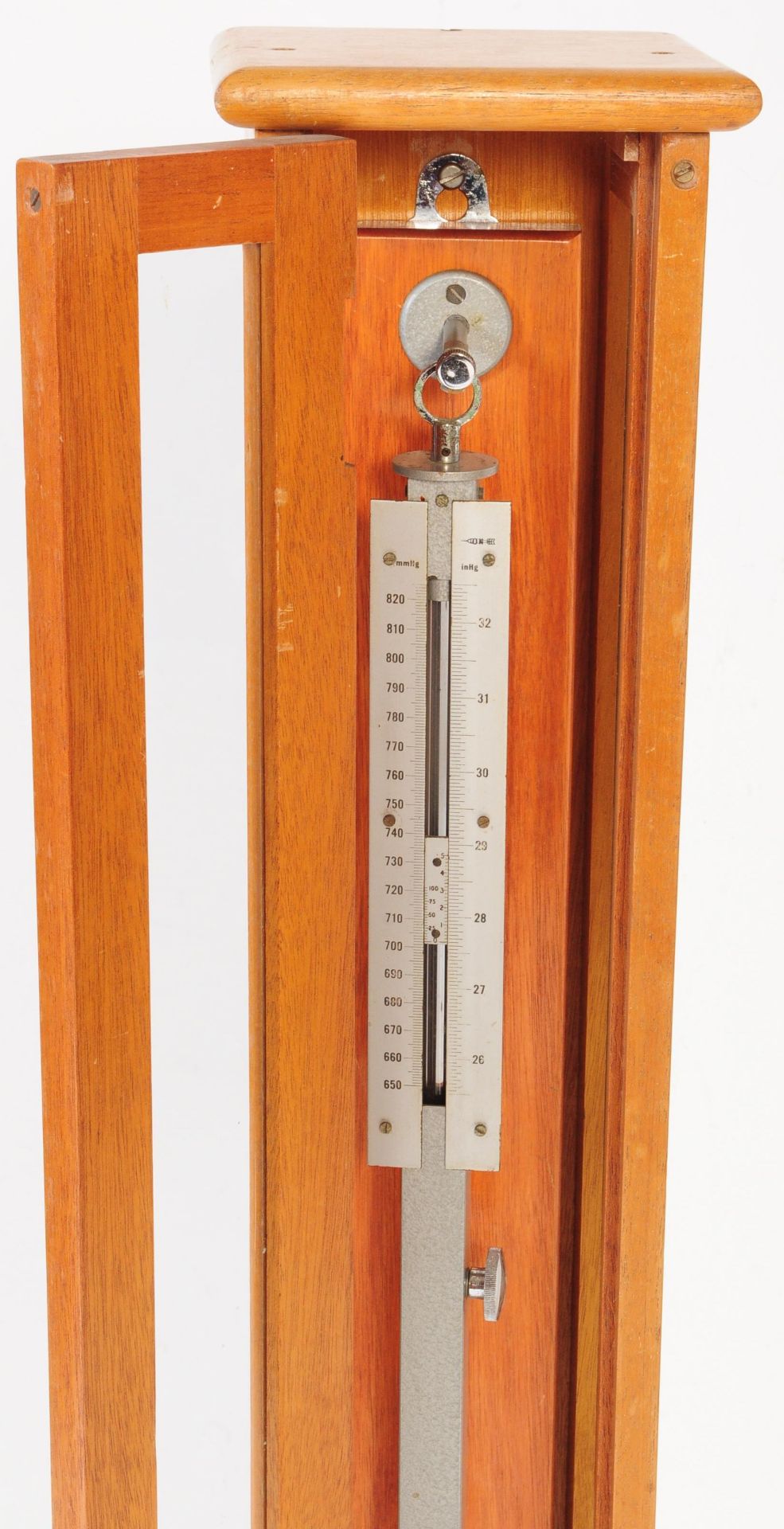 A MID CENTURY SHIPS MARINE STICK BAROMETER TEAK CASED - Bild 4 aus 7