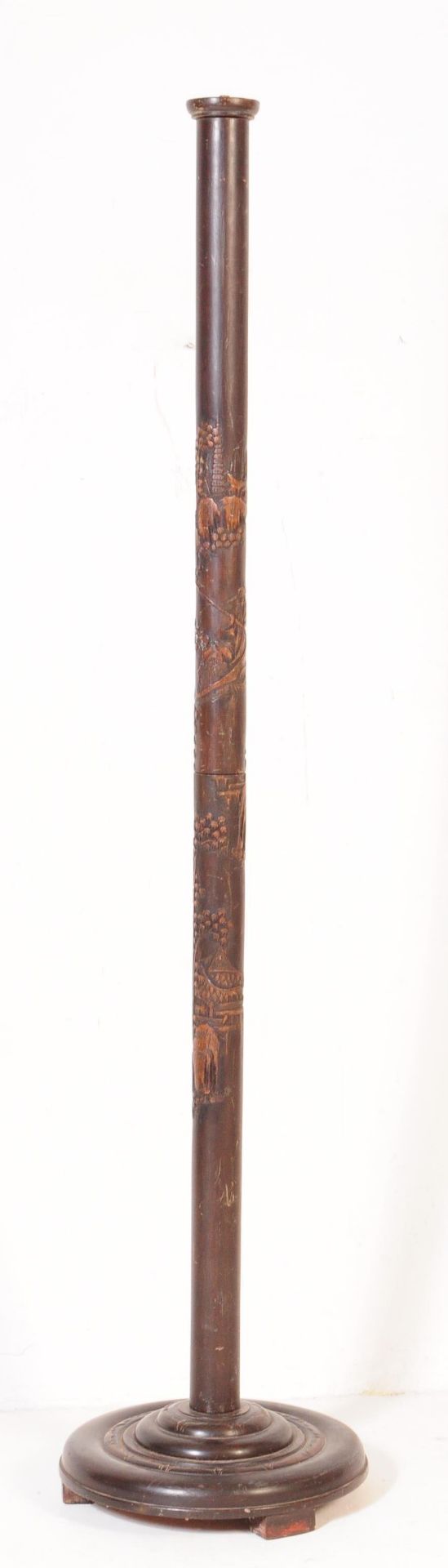 20TH CENTURY CHINESE CARVED HARDWOOD STANDARD LAMP