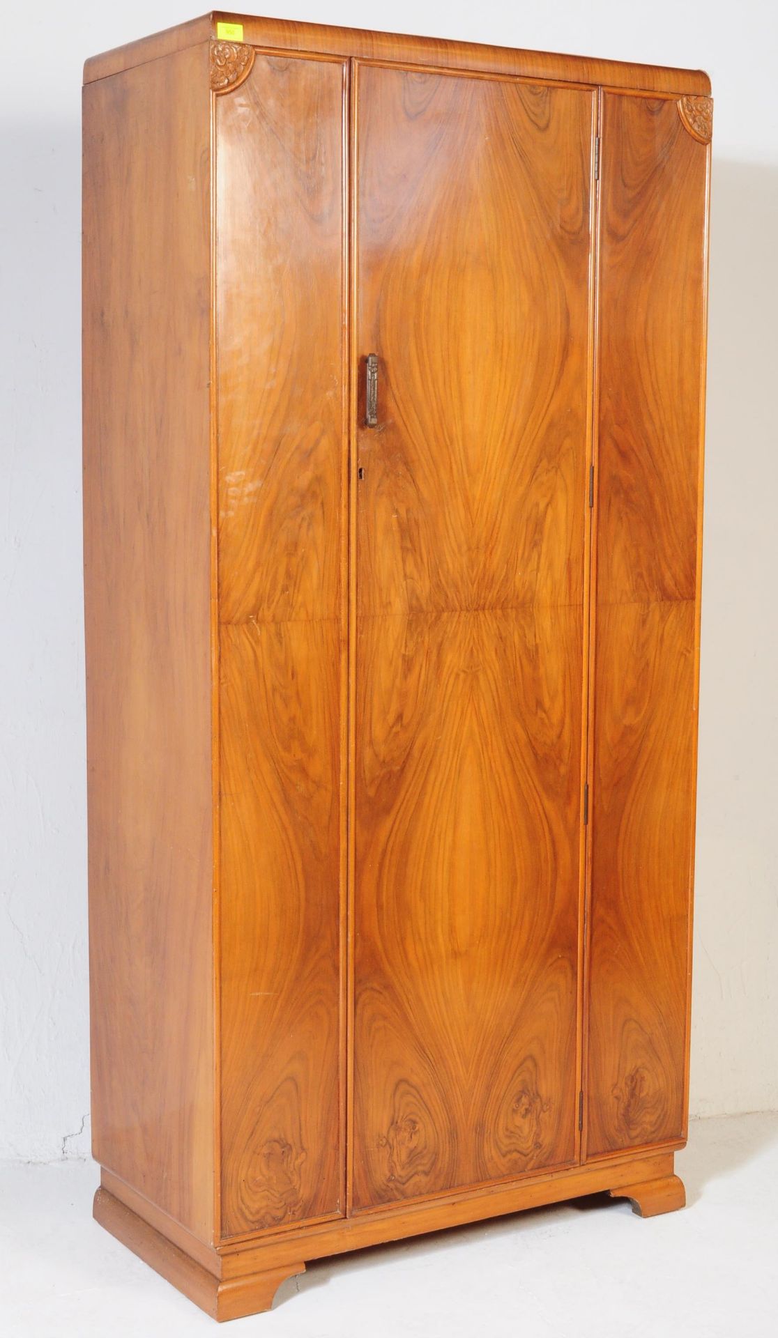 AN ART DECO CIRCA 1930S BURR WALNUT WARDROBE