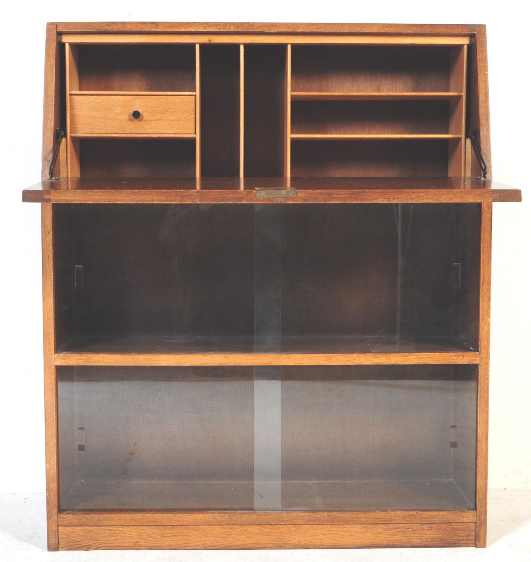 EARLY 20TH CENTURY GOLDEN OAK STUDENT BUREAU & BOOKCASE - Bild 4 aus 5