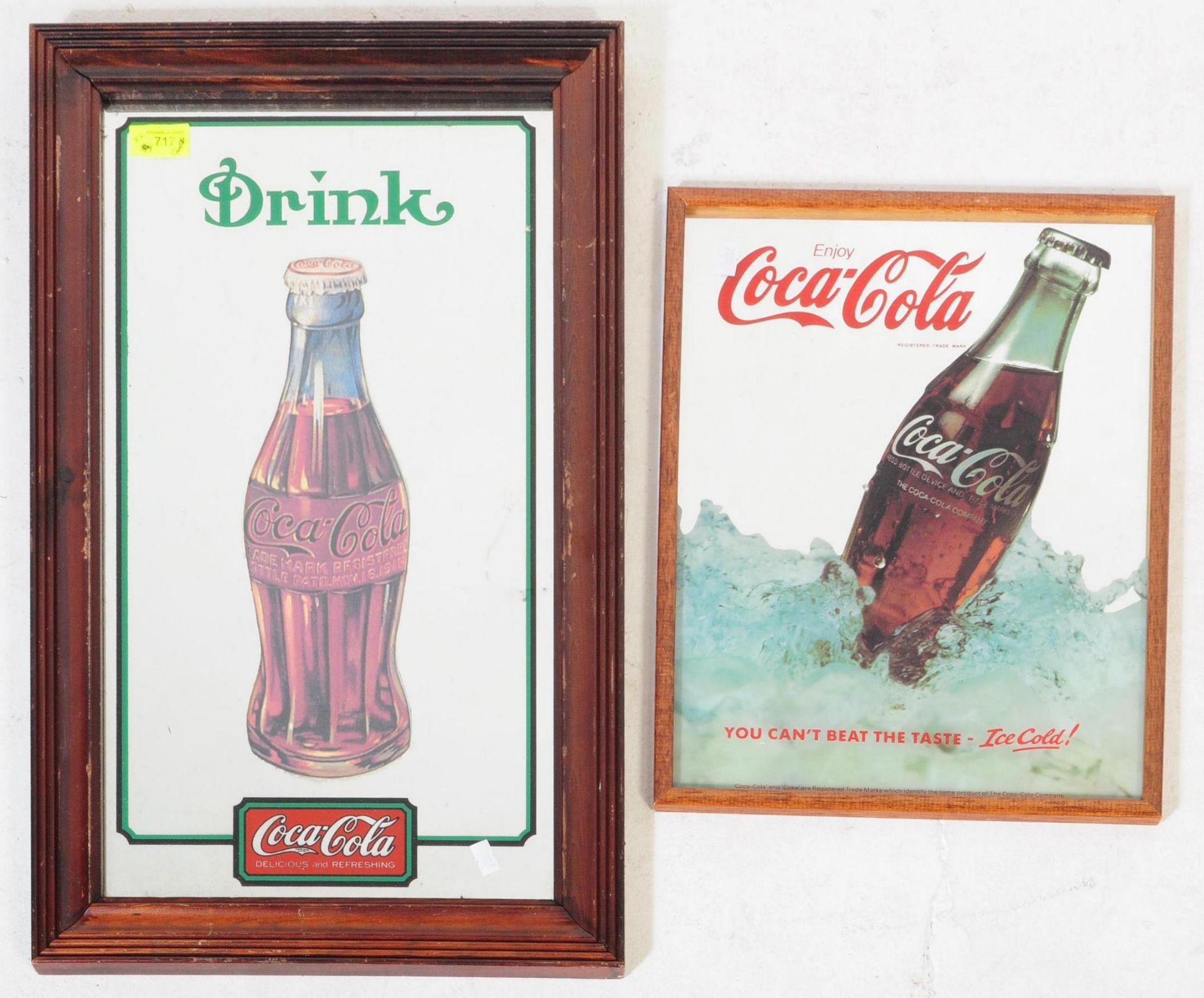 TWO VINTAGE COCA COLA SHOP DISPLAY MIRRORS