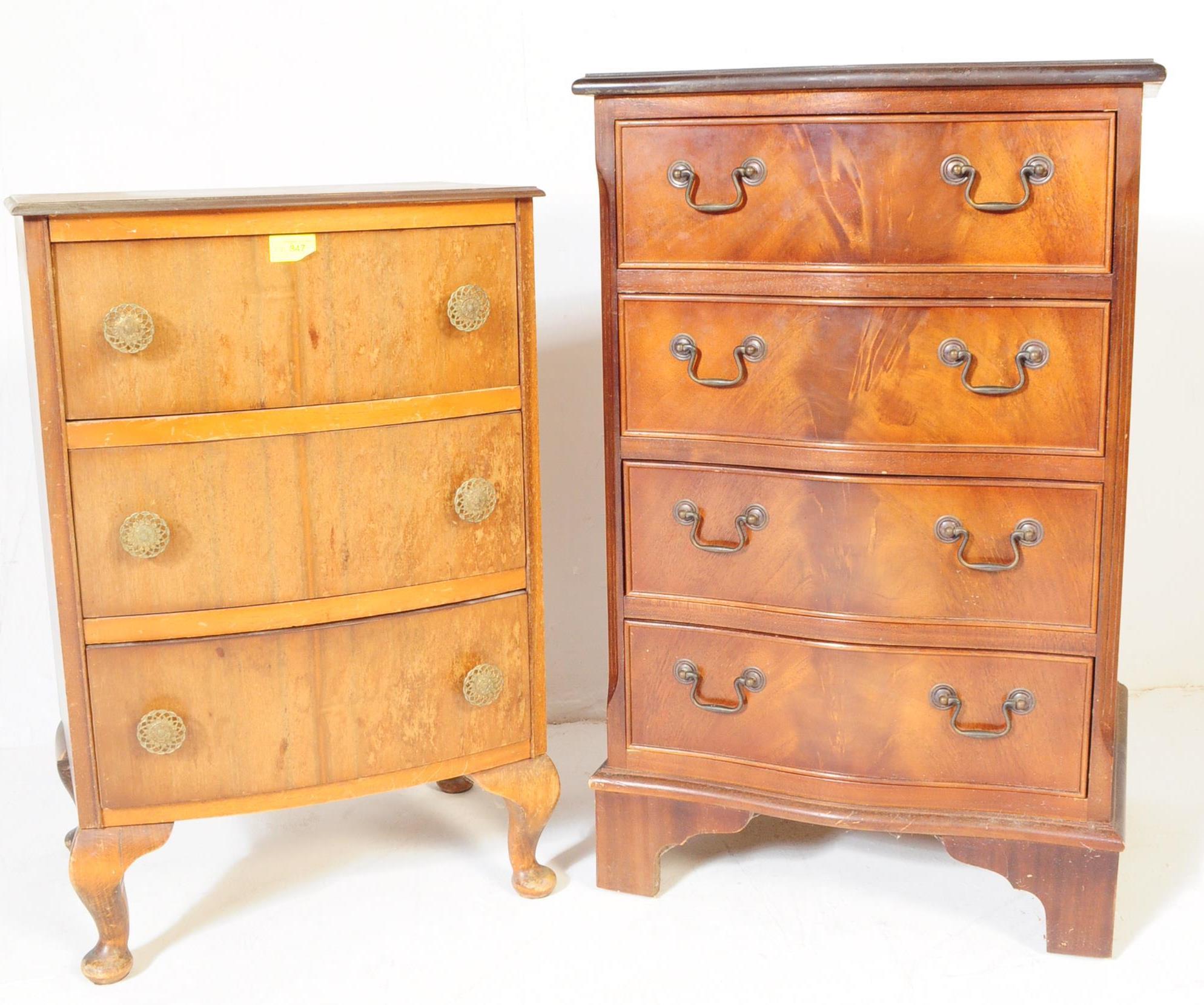 TWO QUEEN ANNE REVIVAL MAHOGANY CHEST OF DRAWERS - Image 7 of 7