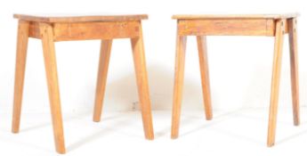 TWO EARLY 20TH CENTURY A-FRAME BEECH SCHOOL TABLES