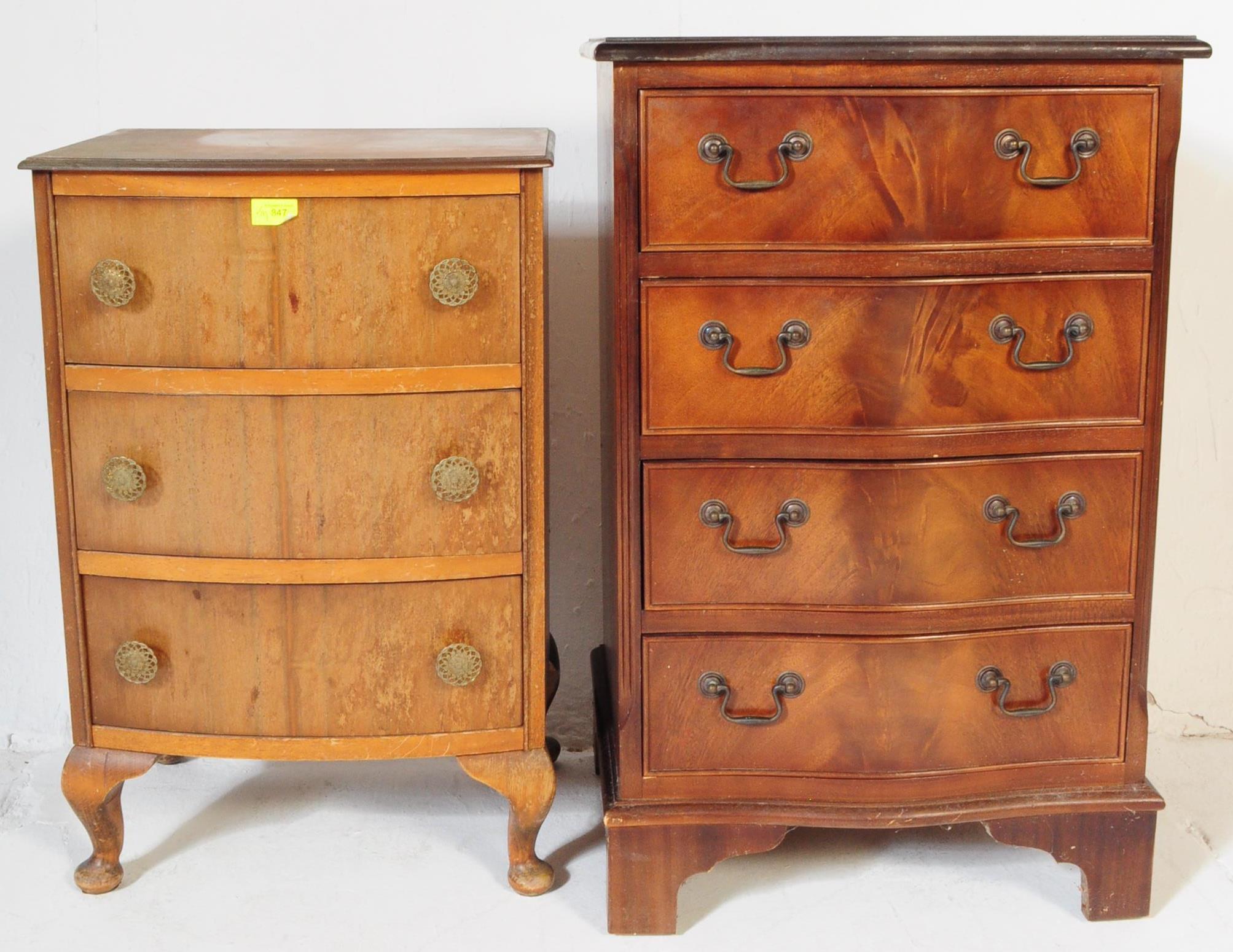 TWO QUEEN ANNE REVIVAL MAHOGANY CHEST OF DRAWERS - Image 2 of 7