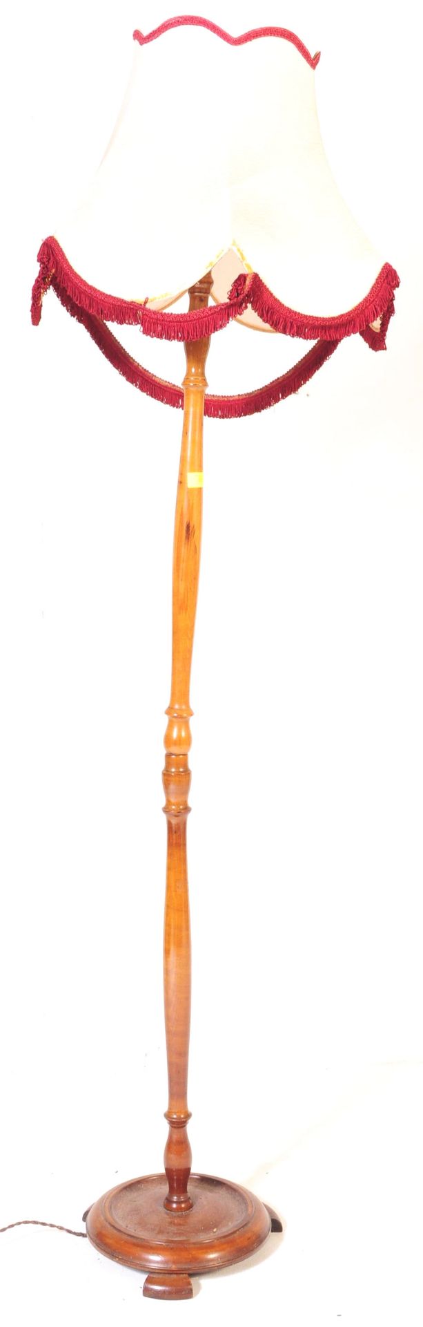 A RETRO VINTAGE TEAK WOOD FLOOR STANDING STANDARD LAMP