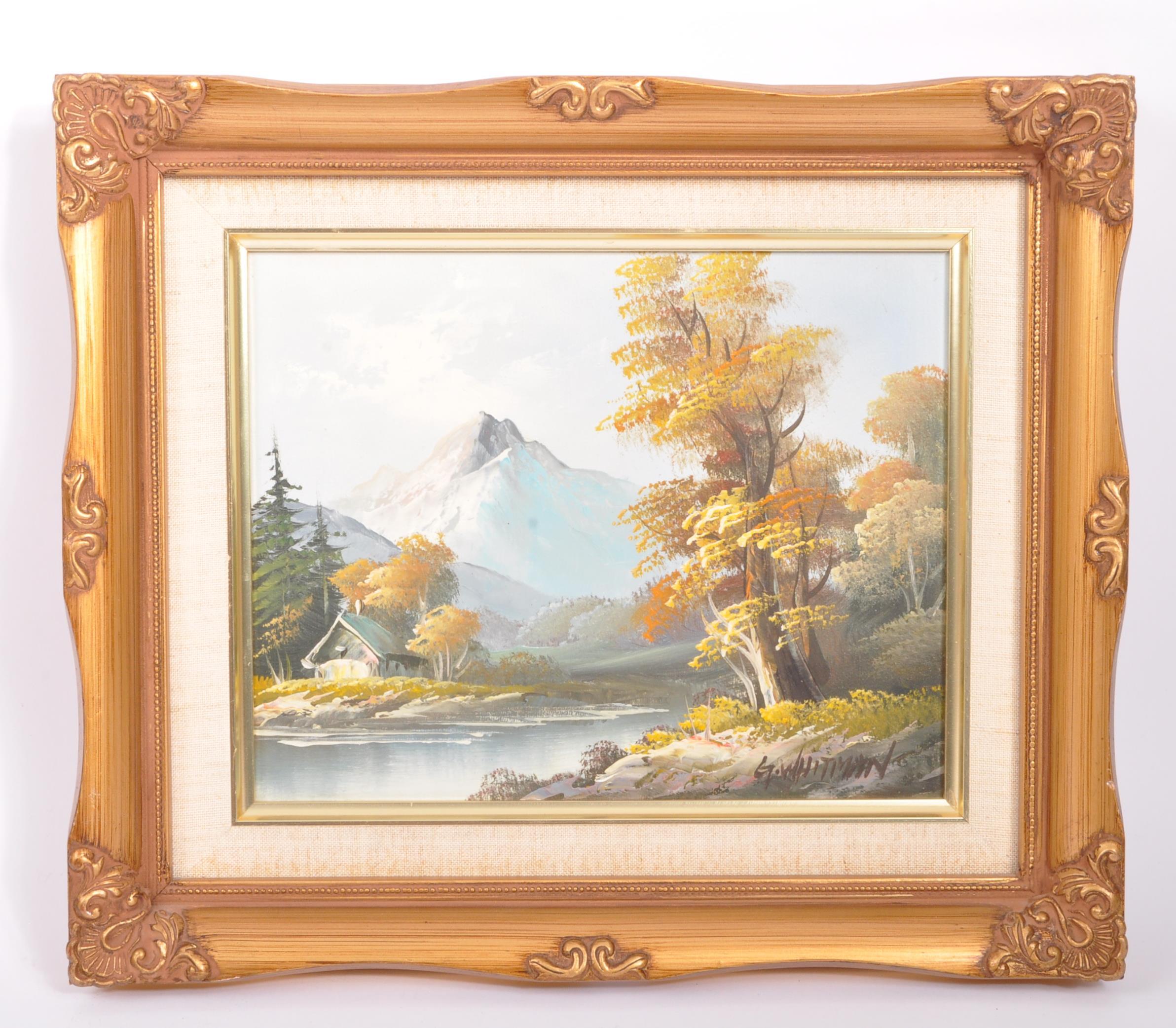 PAIR OF VINTAGE RETRO OIL ON CANVAS SCENIC PAINTINGS - Image 2 of 8