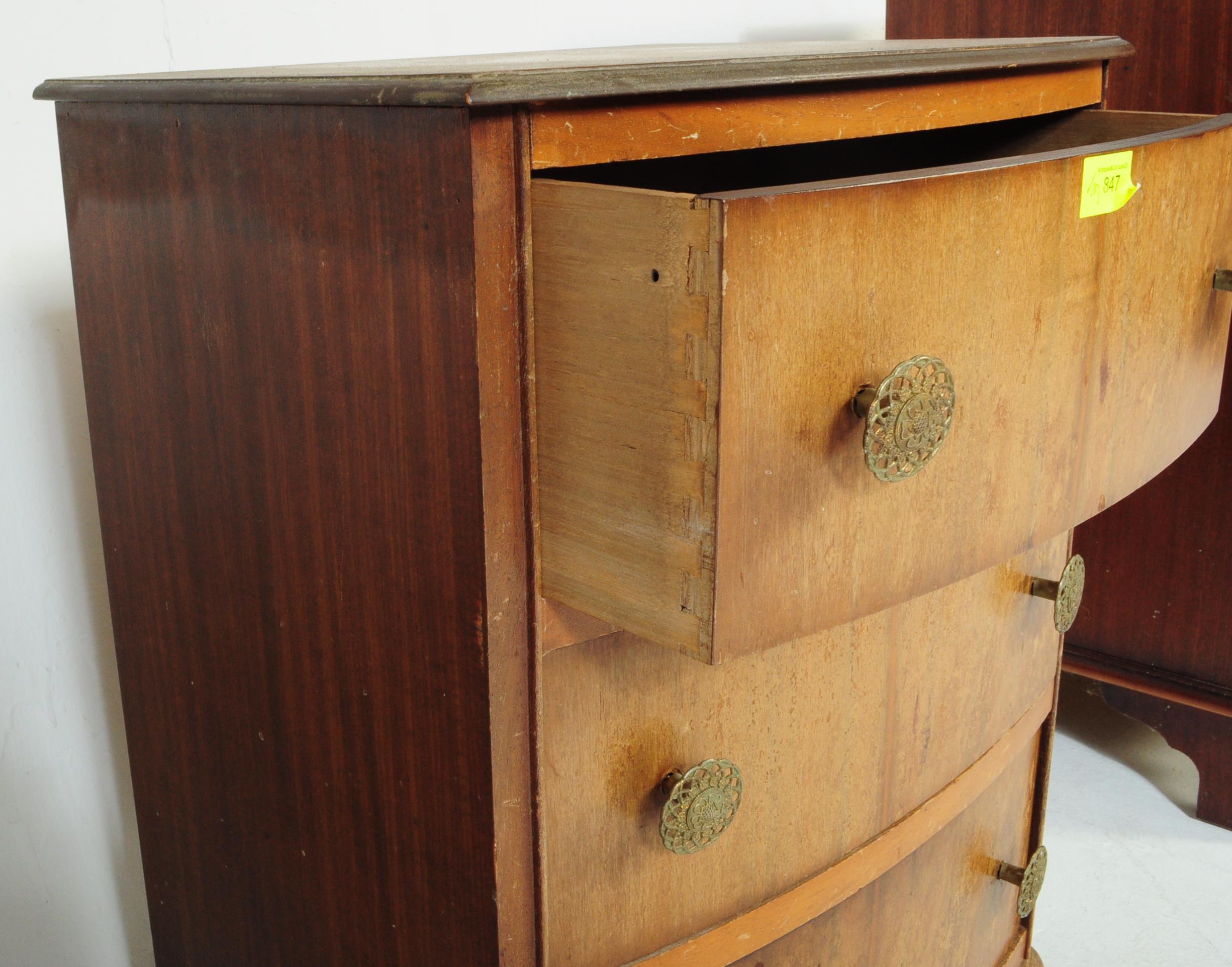 TWO QUEEN ANNE REVIVAL MAHOGANY CHEST OF DRAWERS - Image 5 of 7