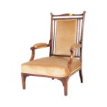 19TH CENTURY VICTORIAN MAHOGANY UPHOLSTERED LIBRARY CHAIR