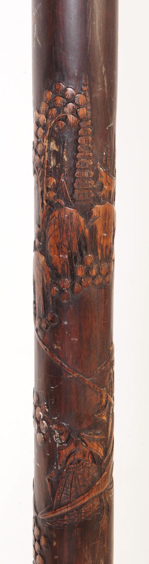 20TH CENTURY CHINESE CARVED HARDWOOD STANDARD LAMP - Image 2 of 4