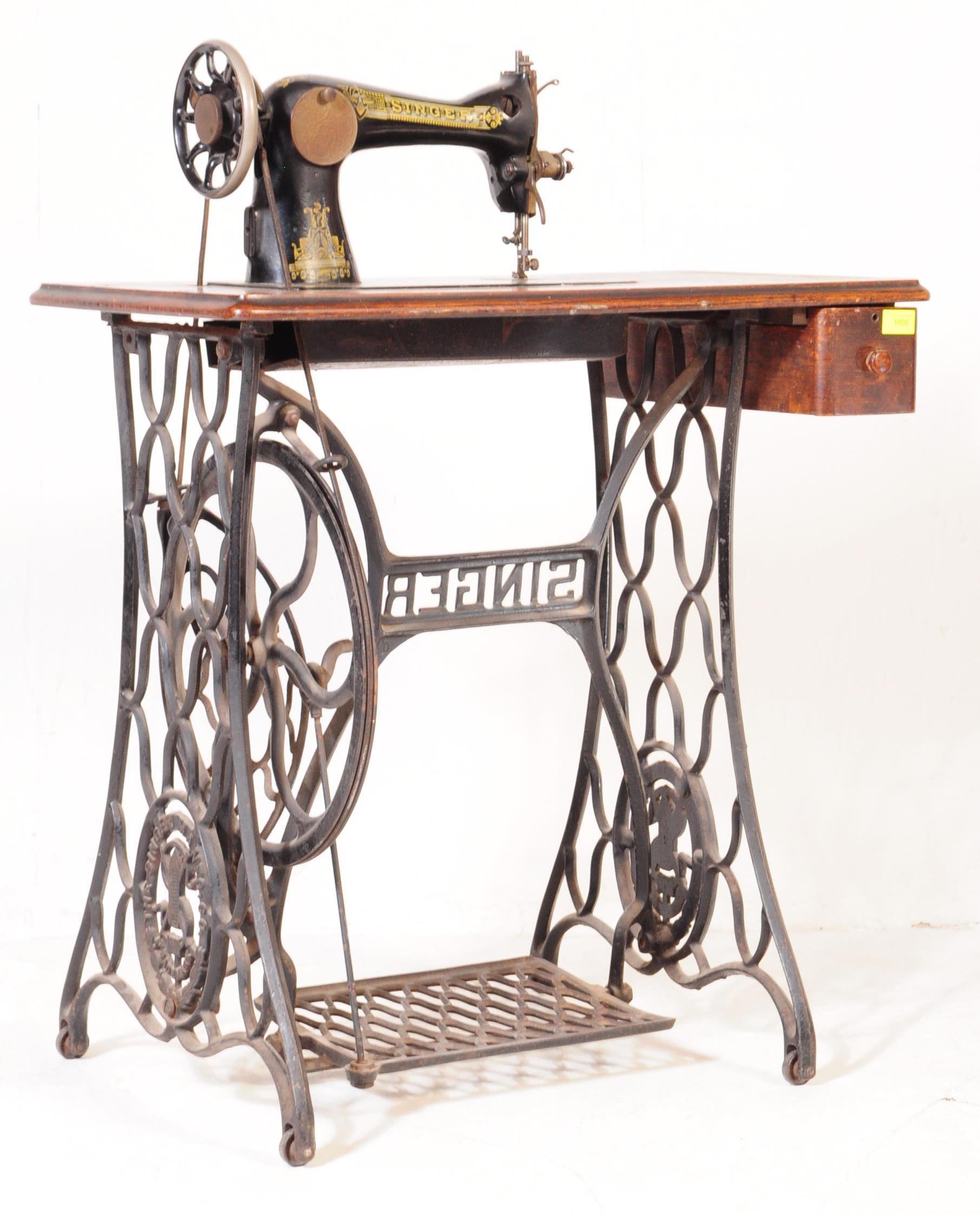 19TH CENTURY VICTORIAN SINGER SEWING MACHINE W ORIGINAL TABLE