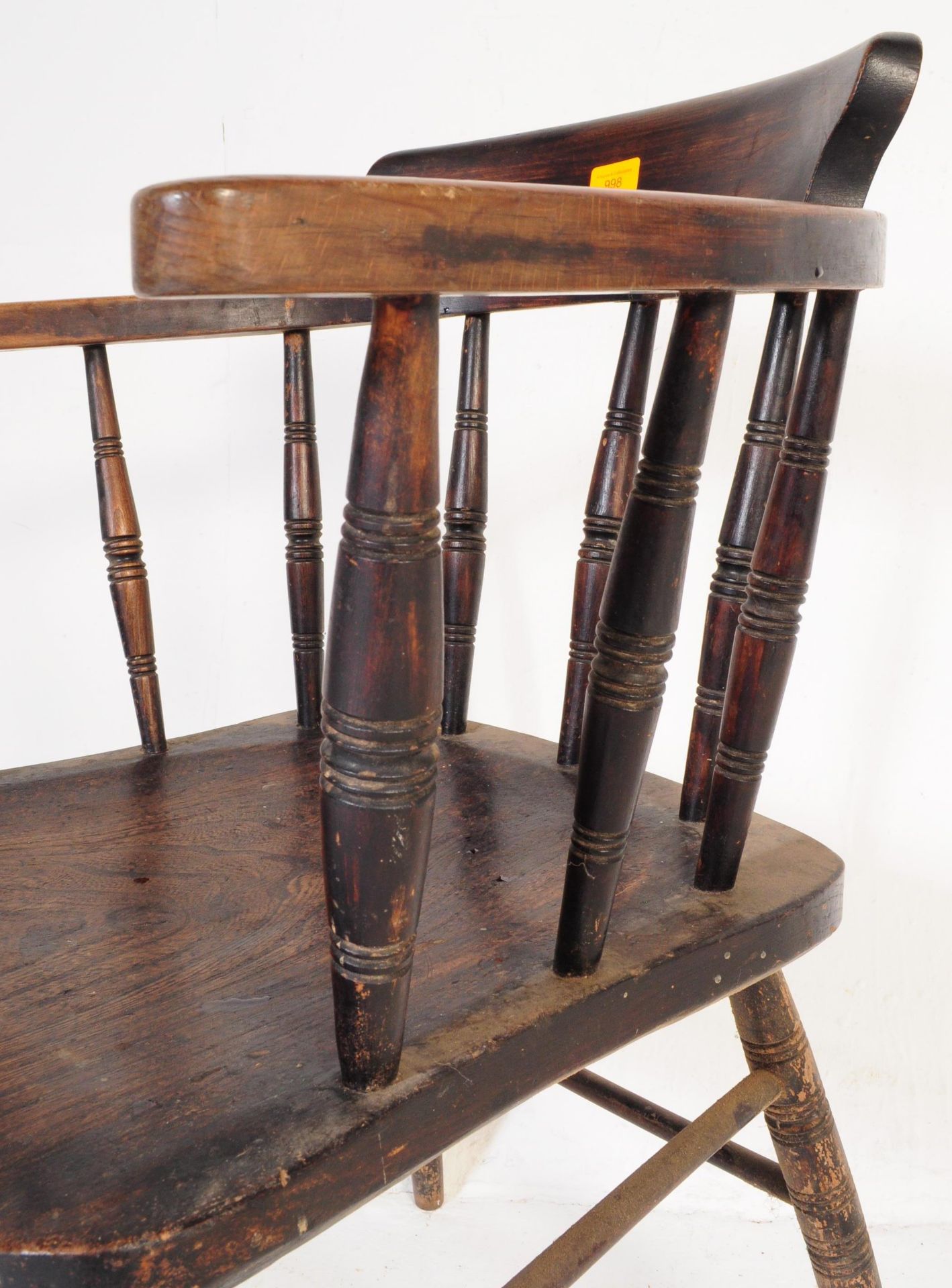 19TH CENTURY BEECH & ELM SMOKERS BOW CAPTAIN CHAIR - Bild 6 aus 6