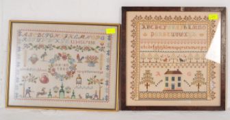 TWO 20TH CENTURY NEEDLEPOINT SAMPLERS