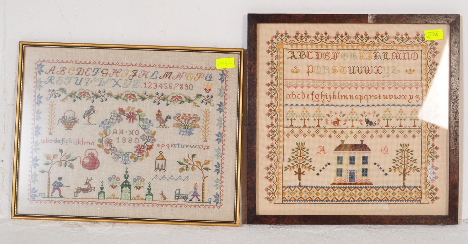 TWO 20TH CENTURY NEEDLEPOINT SAMPLERS