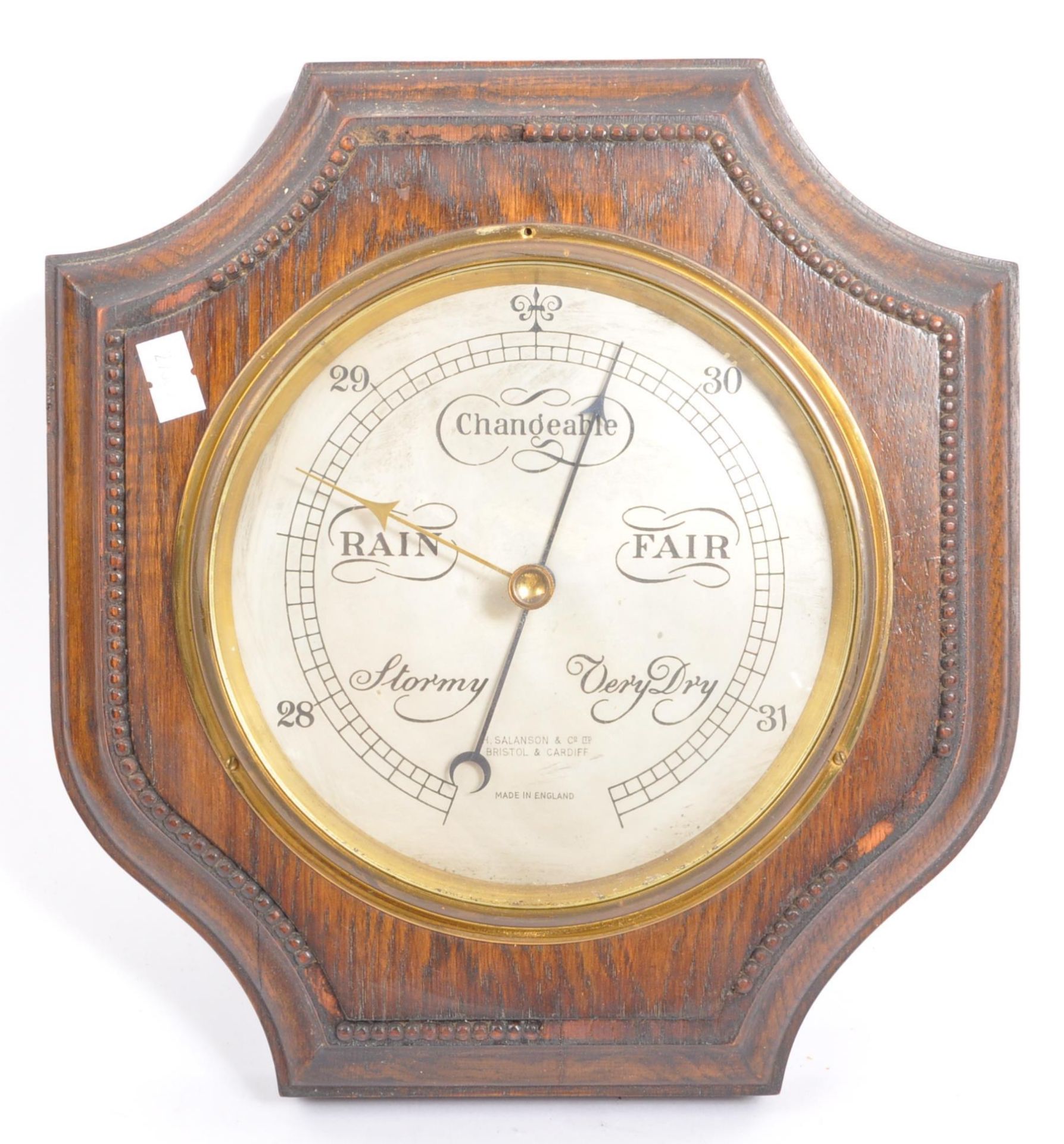 20TH CENTURY SALANSON OAK ANEROID BAROMETER