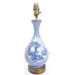 EARLY 20TH CENTURY BLUE & WHITE CERAMIC LAMP BASE