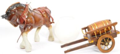 VINTAGE 20TH CENTURY CERAMIC HORSE & CART