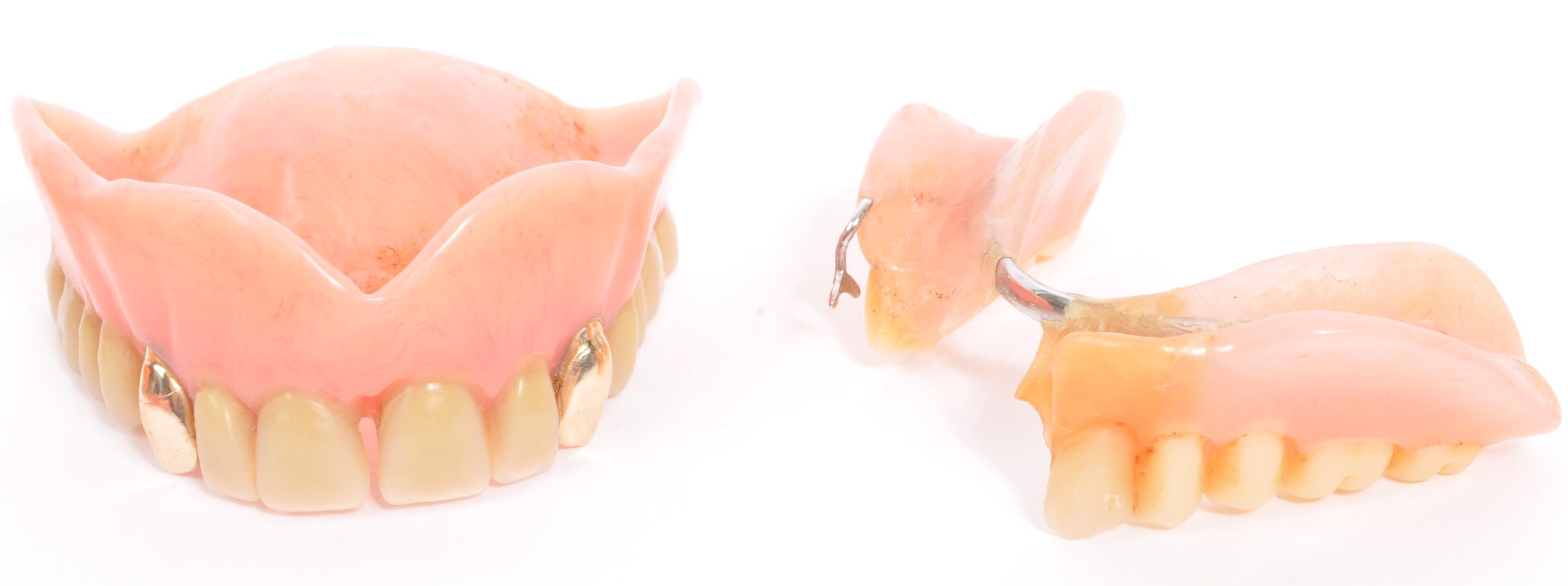 COLLECTION OF 20TH CENTURY FALSE TEETH - GOLD CAPS - Image 3 of 6