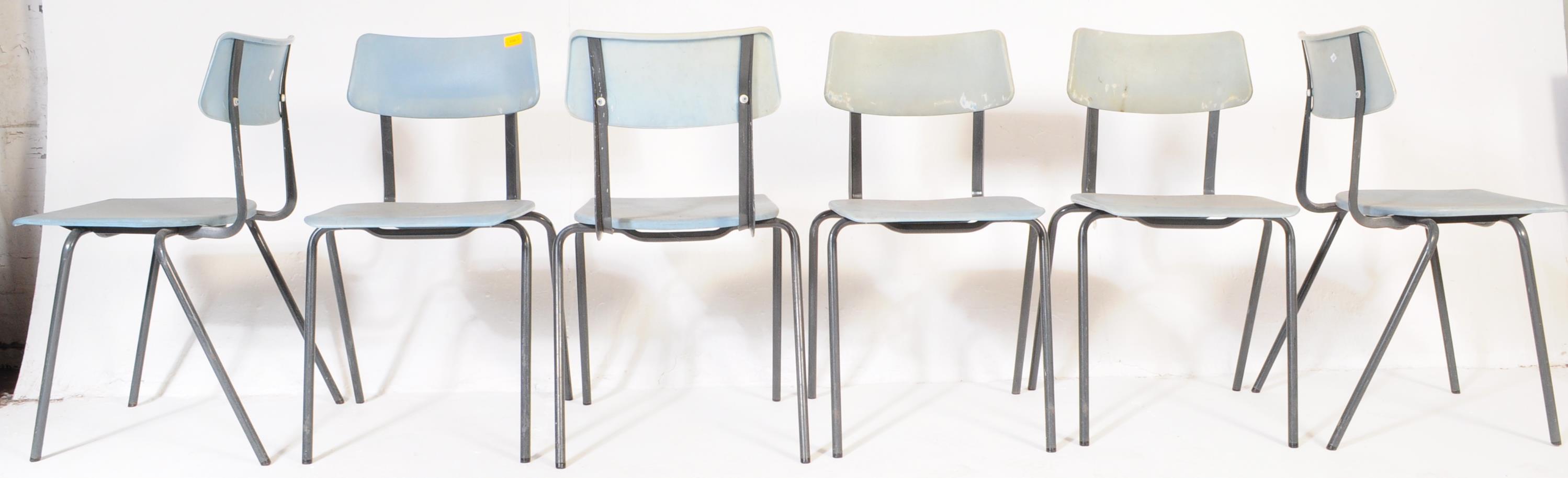 SET OF SIX RETRO VINTAGE 20TH CENTURY STACKING CHAIRS - Image 3 of 5