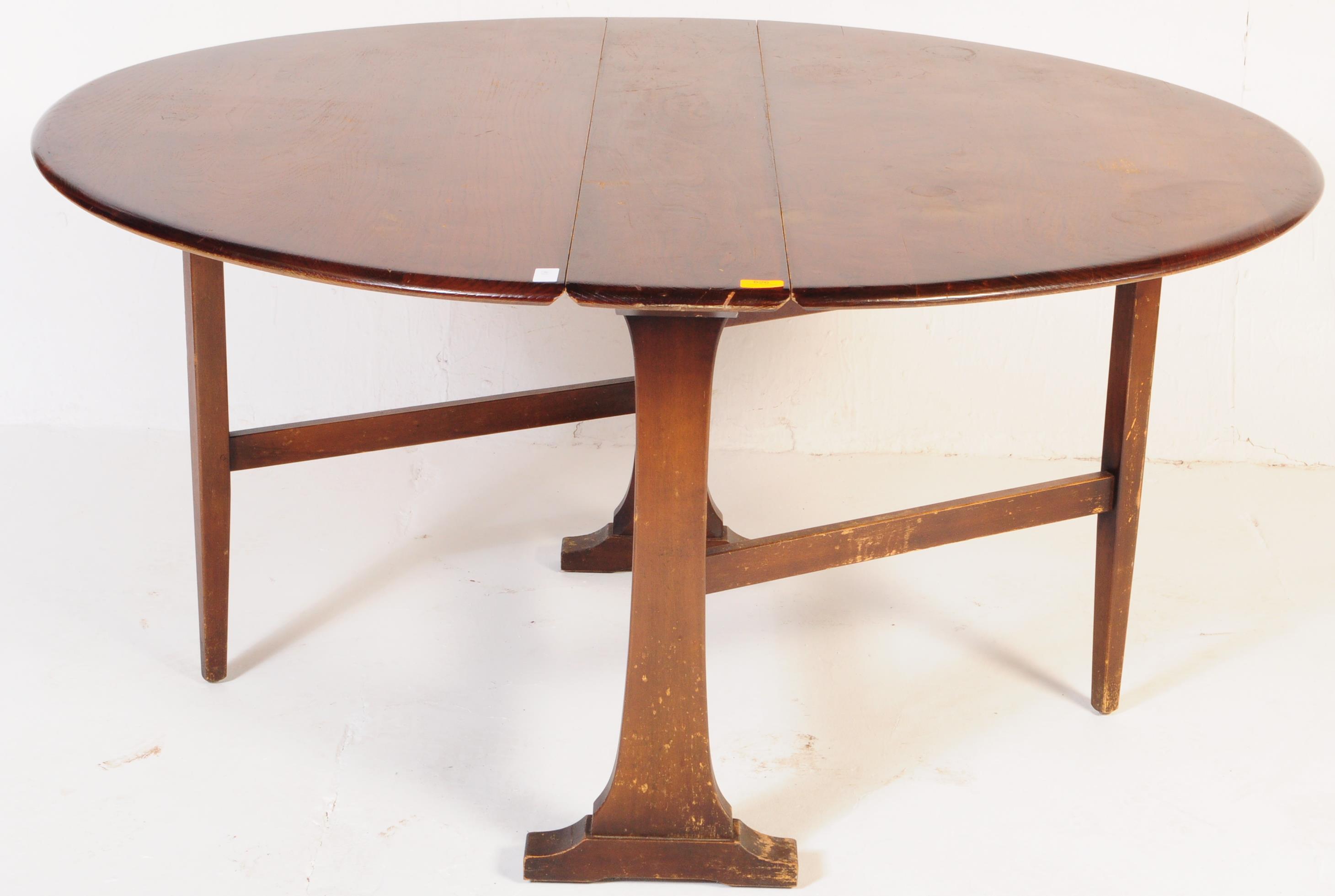 RETRO VINTAGE ERCOL DARK STAINED BEECH & ELM GATE LEG TABLE - Image 2 of 4