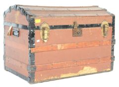 VICTORIAN 19TH CENTURY LEATHER TRAVEL TRUNK CHEST
