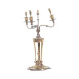 EDWARDIAN BRONZE AND ORMOLU DESK LAMP