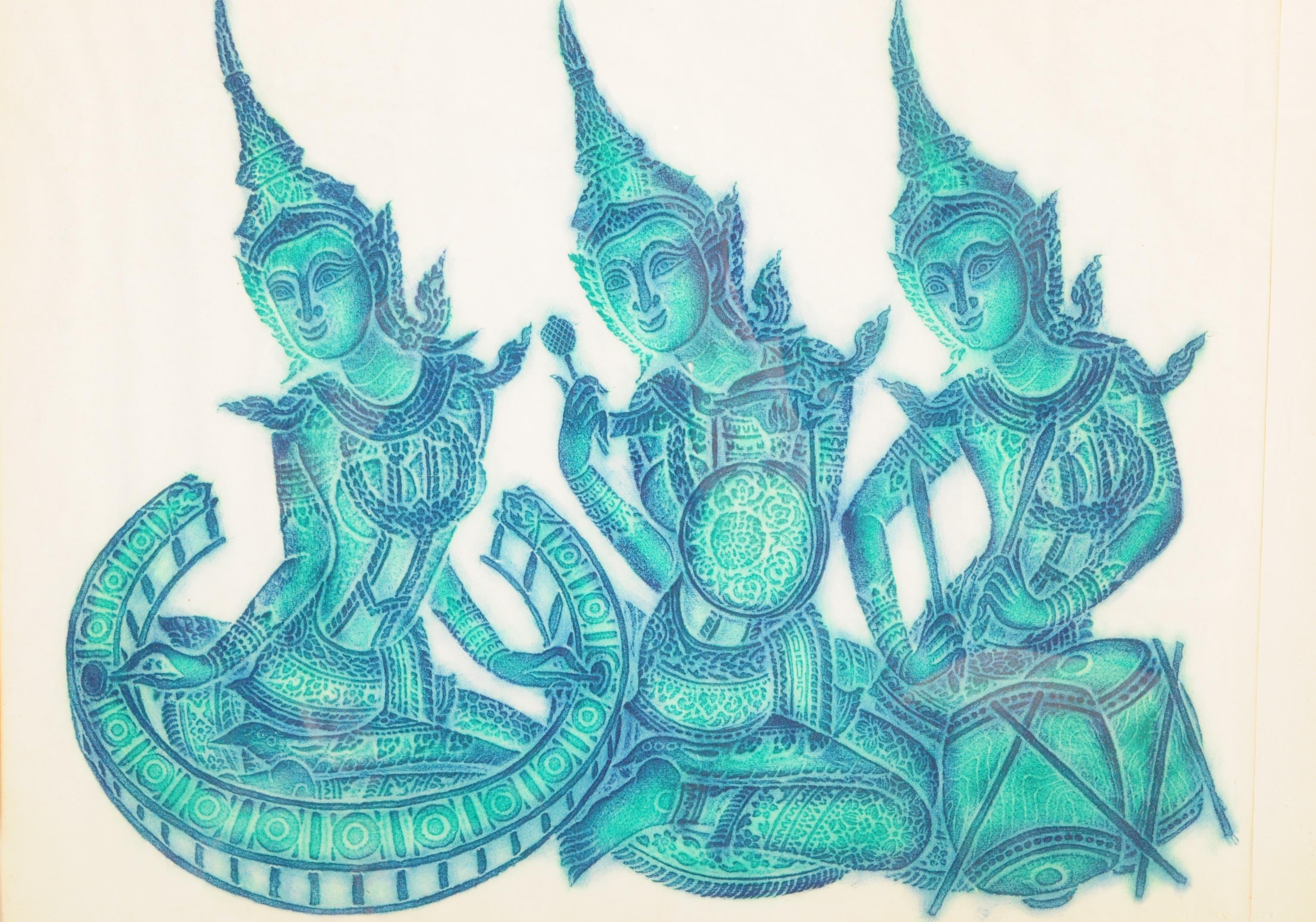 VINTAGE 20TH CENTURY CIRCA 1960S THAI TEMPLE RUBBING - Image 2 of 3