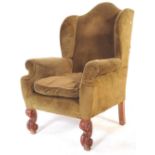 19TH CENTURY BIEDERMEIER WINGBACK CHESTERFIELD ARMCHAIR