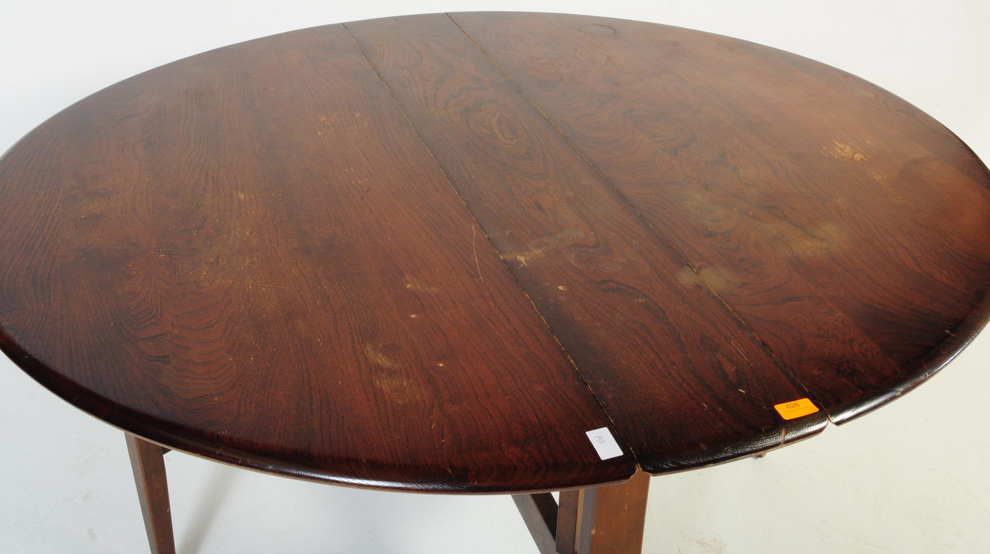 RETRO VINTAGE ERCOL DARK STAINED BEECH & ELM GATE LEG TABLE - Image 3 of 4