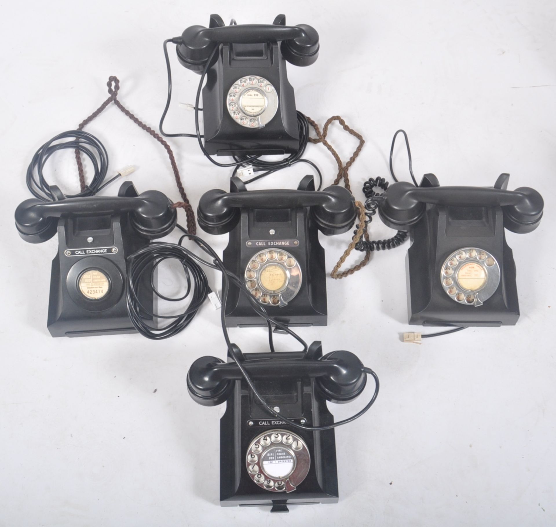 FIVE VINTAGE C1950S BLACK GPO BAKELITE TELEPHONES - Image 2 of 7