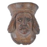 NINETEENTH CENTURY CONTINENTAL CARVED WOODEN BUST OF MAN