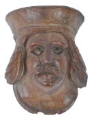 NINETEENTH CENTURY CONTINENTAL CARVED WOODEN BUST OF MAN