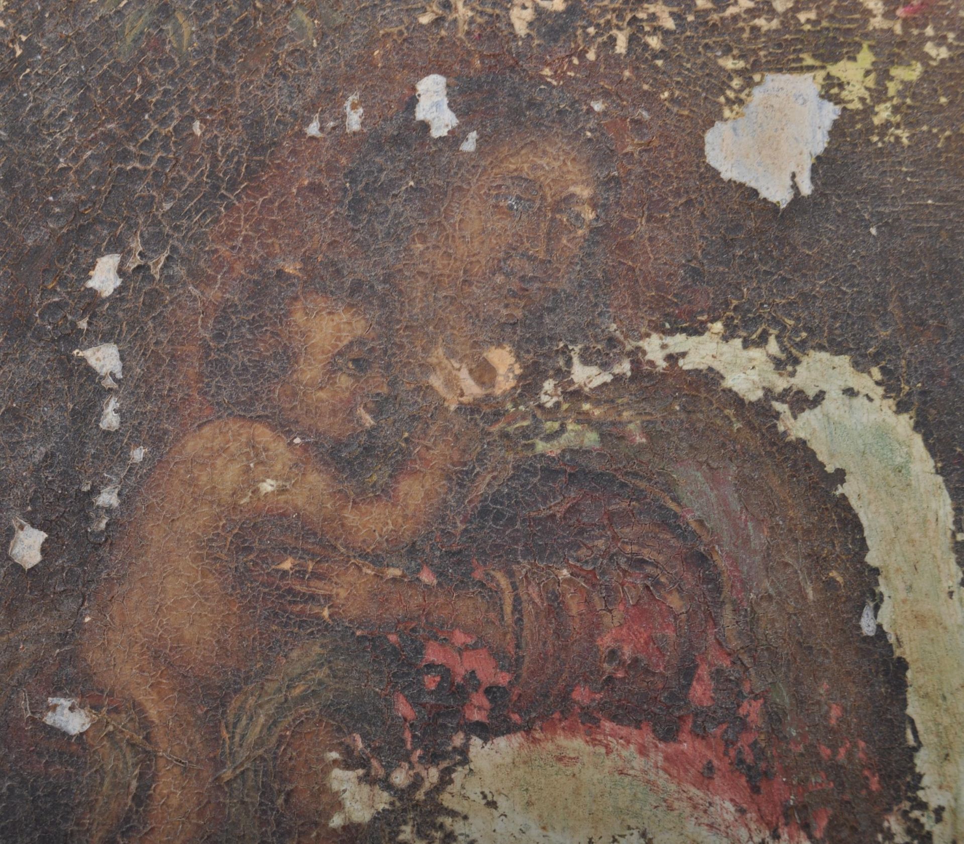 MEDIEVAL ECCLESIASTICAL PAINTING OF MADONNA AND CHILD - Image 7 of 9