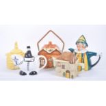 COLLECTION OF FIVE VINTAGE 20TH CENTURY NOVELTY TEAPOTS