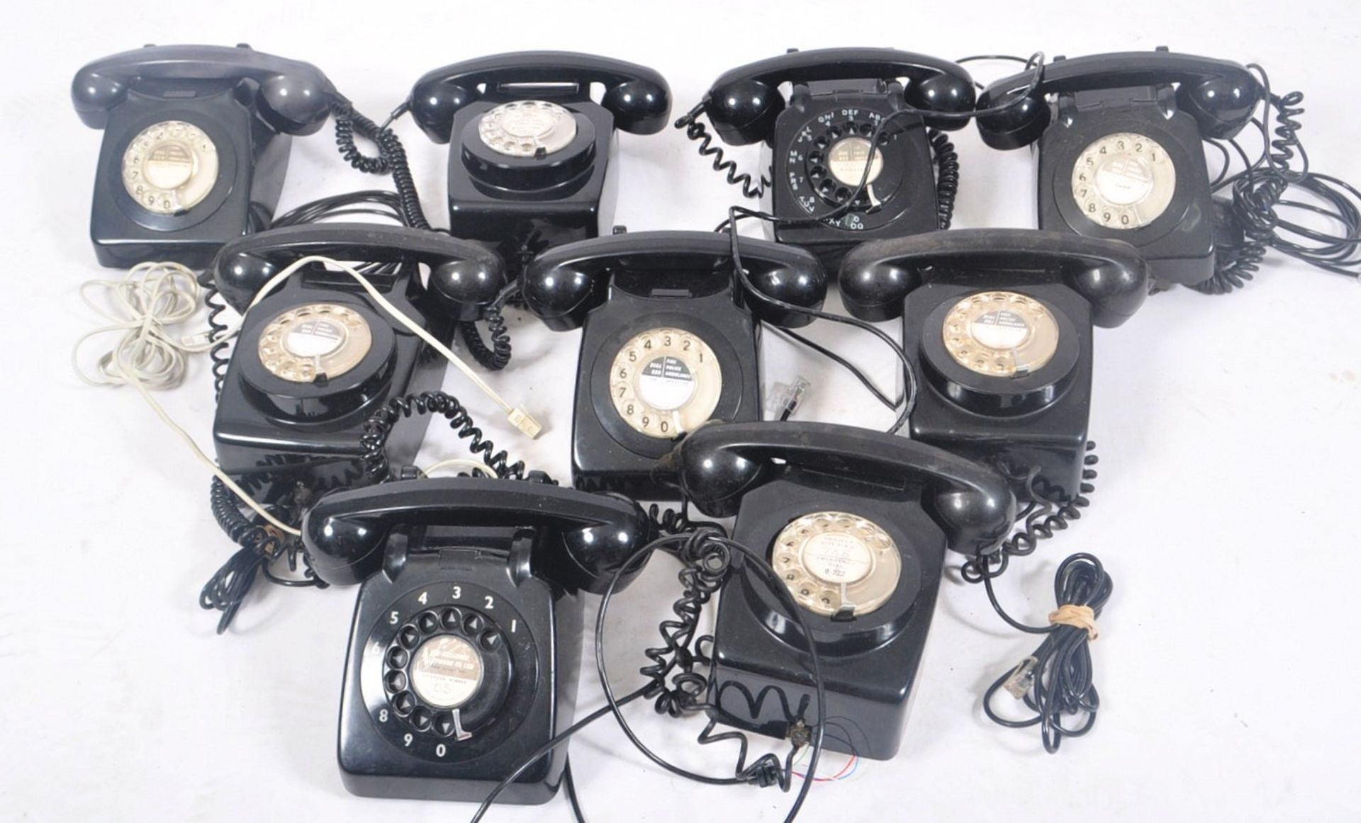 COLLECTION OF NINE VINTAGE 1970S ROTARY DIAL GPO TELEPHONES