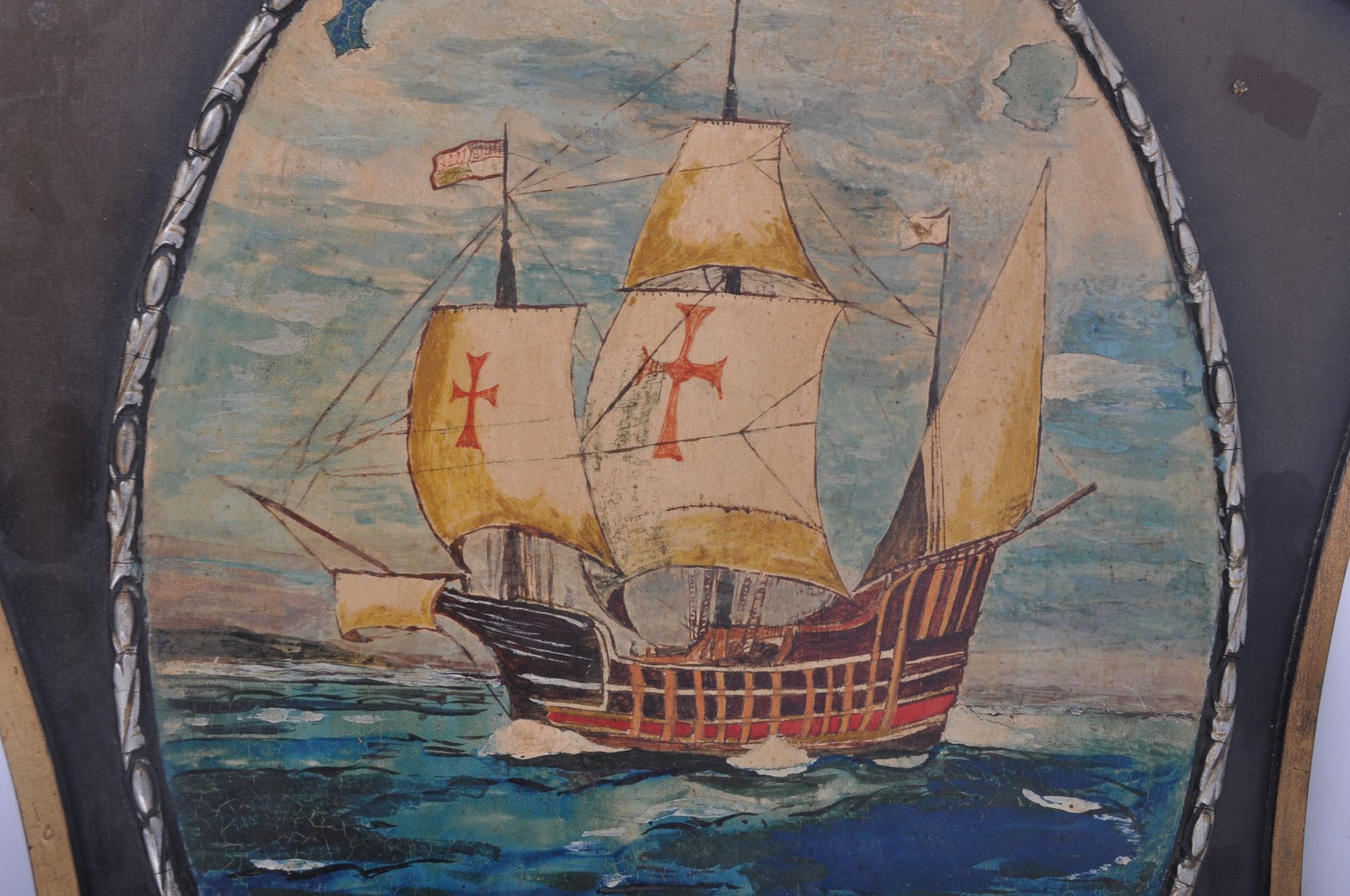 EARLY 20TH CENTURY OIL ON BOARD DEPICTING GALLEON SHIP - Image 5 of 7