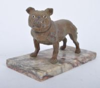 EARLY 20TH CENTURY SPELTER BULLDOG ON MARBLE BASE