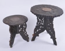 PAIR OF ANGLO INDIAN CARVED HARDWOOD TABLES
