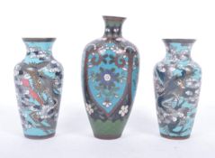 THREE EARLY 20TH CENTURY CHINESE CLOISONNE VASES