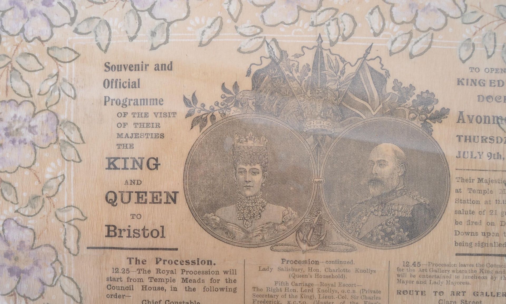 BRISTOL - EDWARDIAN FRAMED COMMEMORATIVE ROYAL NAPKIN - Image 3 of 7