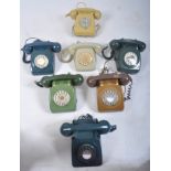 COLLECTION OF SEVEN VINTAGE 1970S ROTARY DIAL PO TELEPHONES