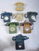 COLLECTION OF SEVEN VINTAGE 1970S ROTARY DIAL PO TELEPHONES