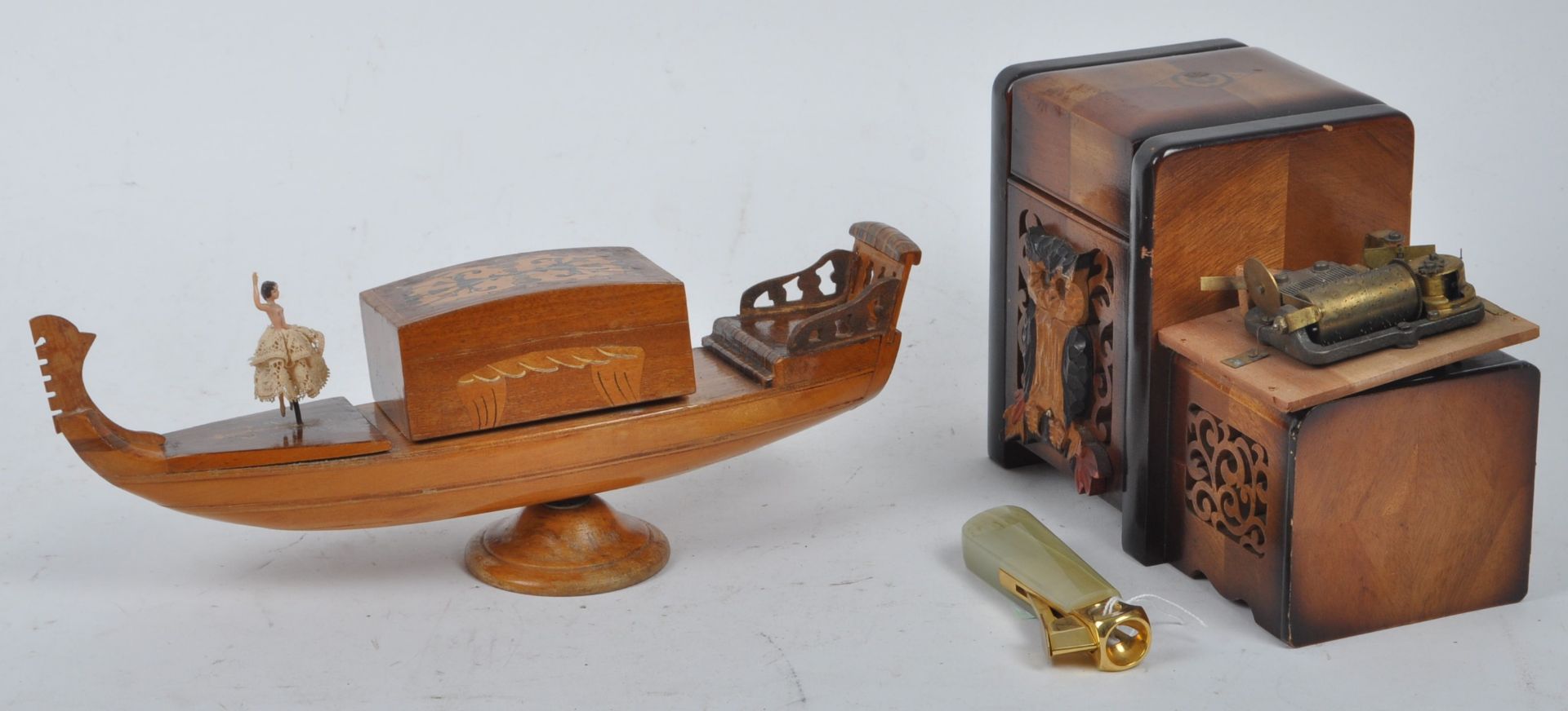 TWO CONTINENTAL MUSIC BOXES / CIGARETTE HOLDERS & CIGAR CUTTER - Image 7 of 8